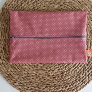 Luier etui Oud roze witte dot en grijze rits