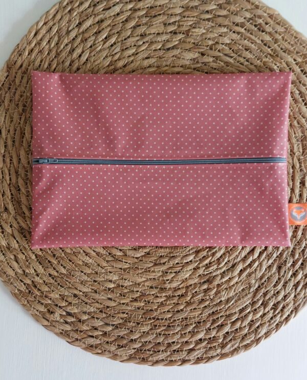 Luier etui Oud roze witte dot en grijze rits